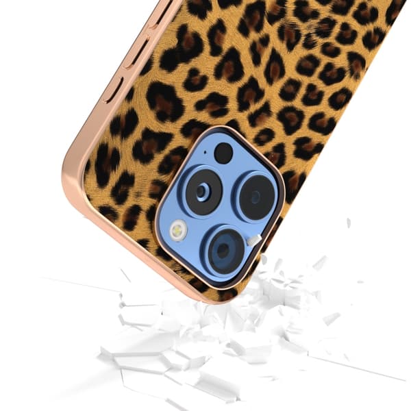 iPhone 16 Pro Leopard Print Nano Plating Skal Brun