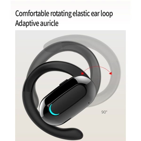 M-F9 roterbara öronmonterade ENC-samtal brusreducerande Bluetooth stereo sport-hörlurar Ren svart