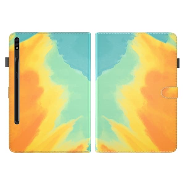 Samsung Galaxy Tab S8/S7 Flip Leather Case med Akvarellmönster Höstlöv