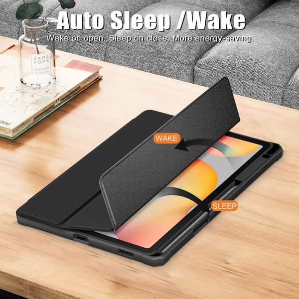 Samsung Galaxy Tab S6 Lite 3-Fold Smart Läderfodral Svart