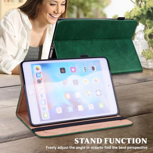 iPad Pro 12.9 2022/2021/2020/2018 Skal - Solid Color Embossed Randigt Läderfodral Grön