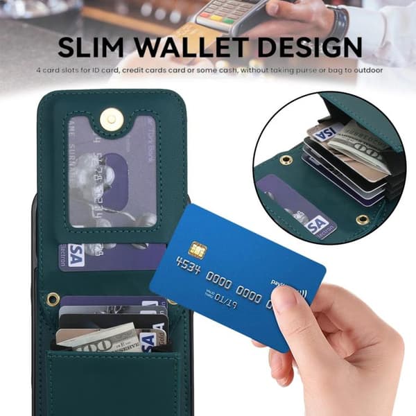 iPhone 18 Pro / iPhone 17 Pro Rhombisk Kortväska RFID Skal Grön