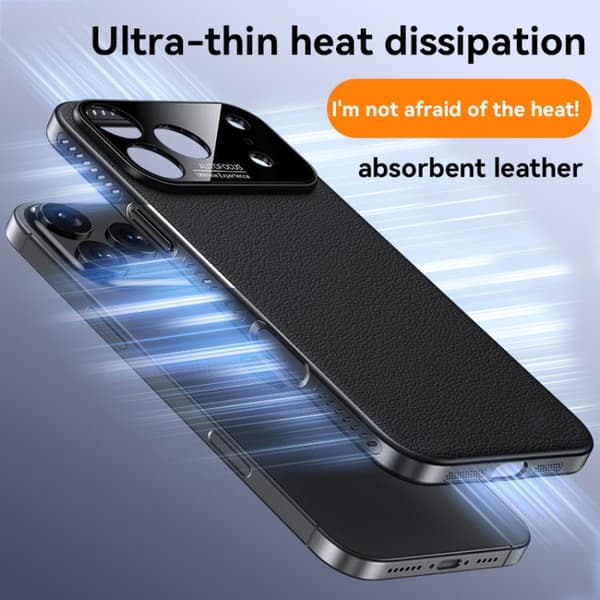 iPhone 18 Pro Max / iPhone 17 Pro Max Skal - Mjuk Armor MagSafe Kylning - Slät Läder Hybrid PC Vit