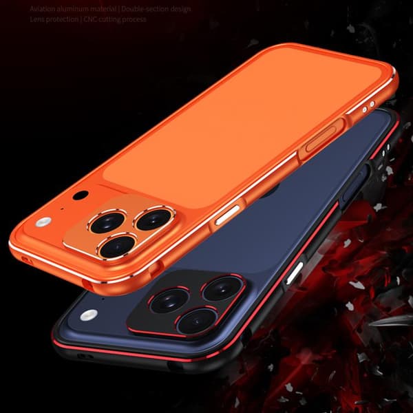 iPhone 17 Pro Max Aurora Series Linsskydd + Metallram Skal Silver