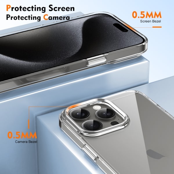 iPhone 16 Pro Max Skal HD Transparent PC med Full Coverage Silver