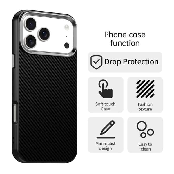 iPhone 18 Pro / iPhone 17 Pro Carbon Fiber Series Skal Svart