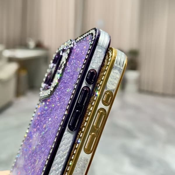 iPhone 16 Pro Max Diamant Glittrande Paljetter TPU Skal Silver