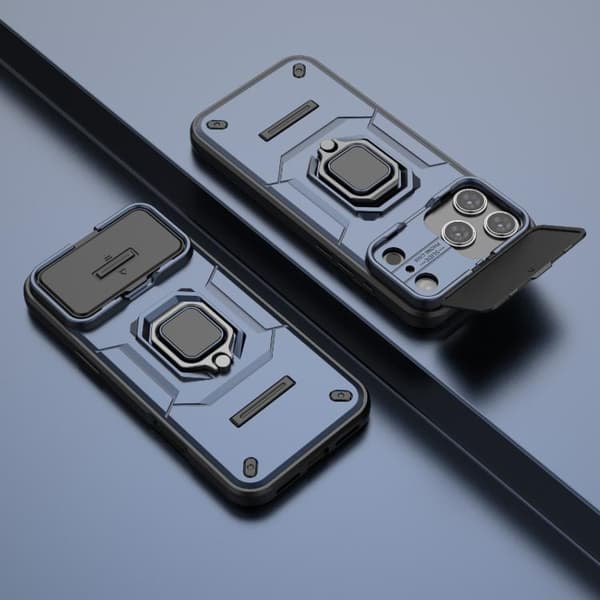 iPhone 18 Pro Max / iPhone 17 Pro Max Skal med Sliding Camshield TPU + PC Stötsäker med Hållare Blå
