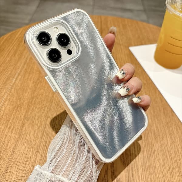 iPhone 16 Pro Max Quicksand Textur Glitter TPU Hybrid PC Skal Vit