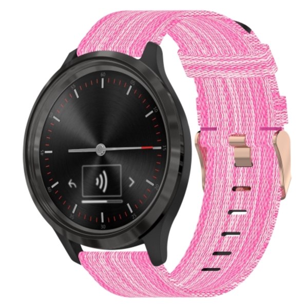 För Garmin Vivomove 3 20mm Nylon Woven Watch Band Pink