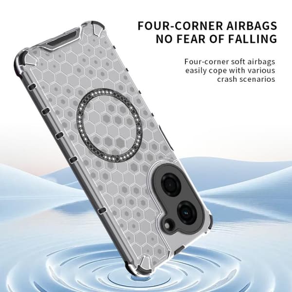 Redmi A5 4G / Poco C71 - Honeycomb Magnetisk Ring Stötsäker Mobilskal Röd