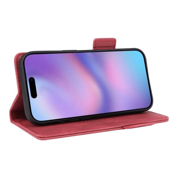 iPhone 17 Skal Läderfodral med Magnetlås Röd