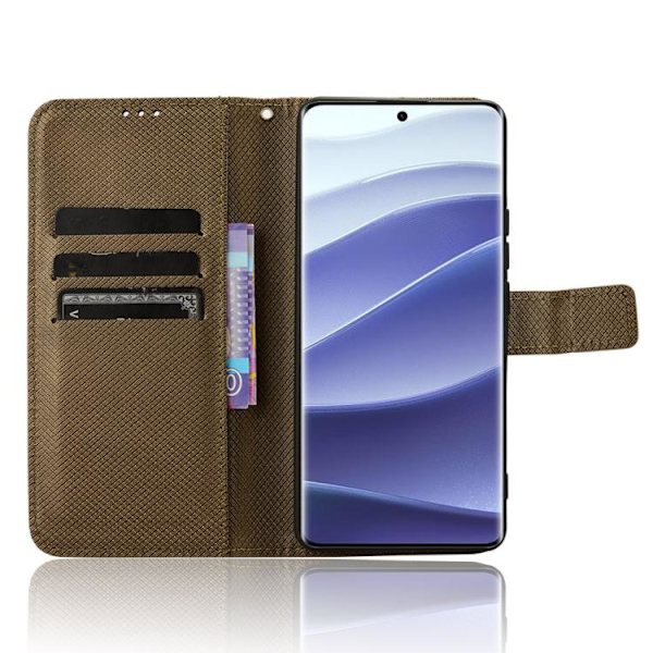 Redmi Note 14 Pro+ 5G - Diamanttexturerat Läderfodral Brun
