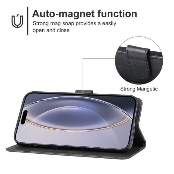 iPhone 16 Pro Max Fodral Läder - Elegant och Skyddande Skal Svart