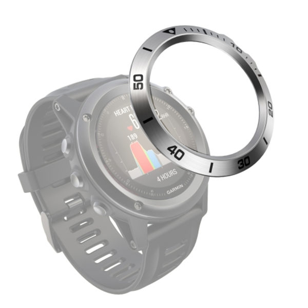 För Garmin Fenix ​​3/3 HR Smart Watch Steel Bezel Ring, A Version Silver Ring Black Letter