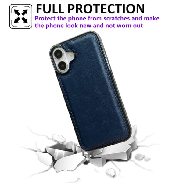 iPhone 17 Skal - Lädertextur Kunglig blå