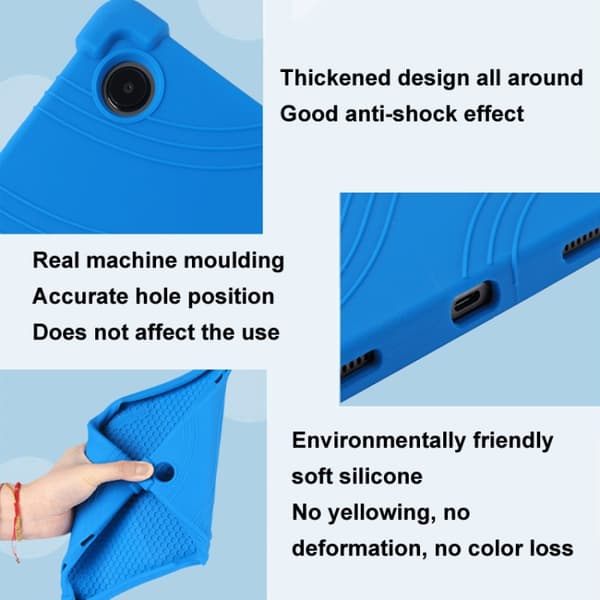 Samsung Galaxy Tab A9+ / A11+ Skyddande silikonfodral med hållare Blå