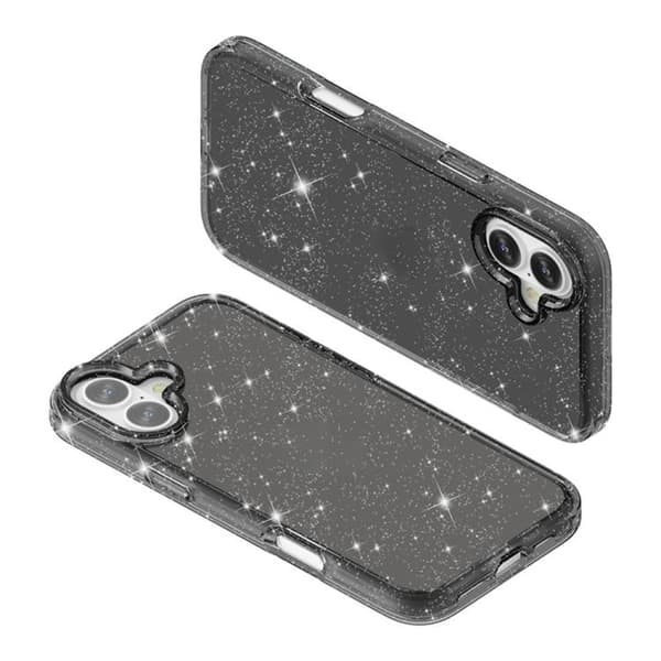 iPhone 17 Shockproof Skal med Glitterpulver Terminator Svart