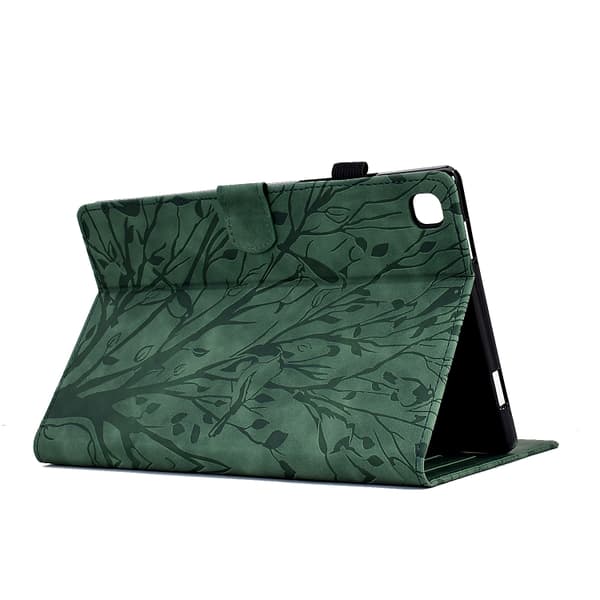 Samsung Galaxy Tab A7 Lite Fortune Tree Tryckblomma PU Fodral Grön