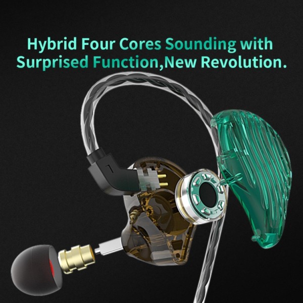 CVJ-CSE Ring Iron Hybrid Music Running Sports In-Ear Wired Headphone, Style:Utan mikrofon Svart