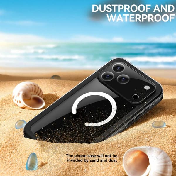 iPhone 18 Pro Max / iPhone 17 Pro Max Skal RedPepper Transparent Dot IP68 Vattentät Tripple-skydd MagSafe Svart Mörkgrå