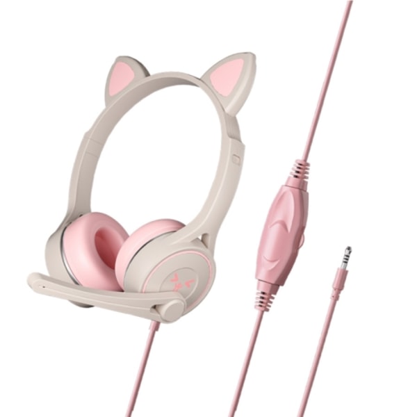 Soyto SY-G30 Cat Ear Computer Headset, Style: Icke-ljusversion Grå rosa