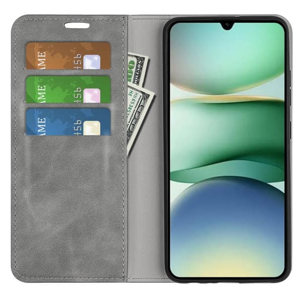 Redmi A5 4G - Retro-skin Magnetisk Läderfodral Grå