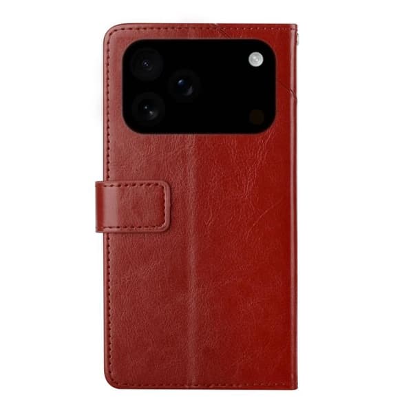 iPhone 18 Pro Max / iPhone 17 Pro Max Skal läderfodral med Y-formad mönster Brun