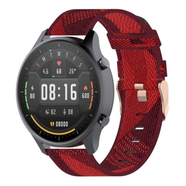 22 mm Stripe Weave Nylon watch för Xiaomi Mi Watch Color, Garmin Vivoactive 4 Red