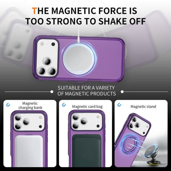 iPhone 18 Pro Max / iPhone 17 Pro Max Skal - Translucent PC Gear Holder med C MagSafe Ljust lila + lila