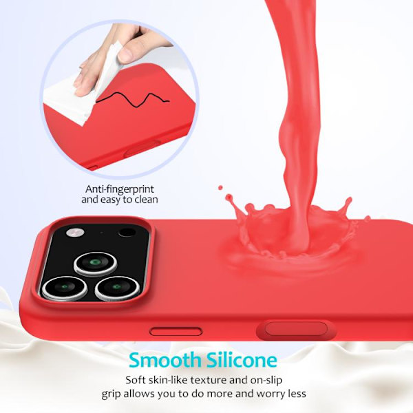 iPhone 17 Pro Skal - Solid Färg Silikon Röd