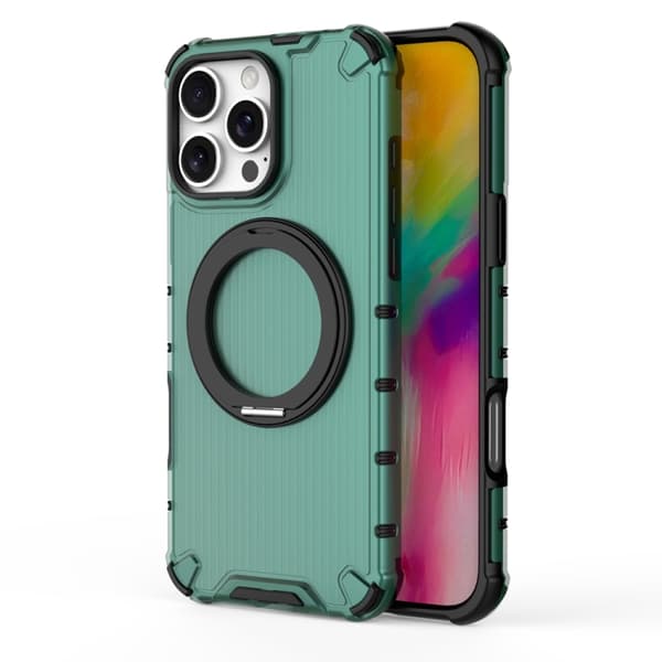iPhone 16 Pro 360 Grader Rotationshållare Stötsäker Skal Grön