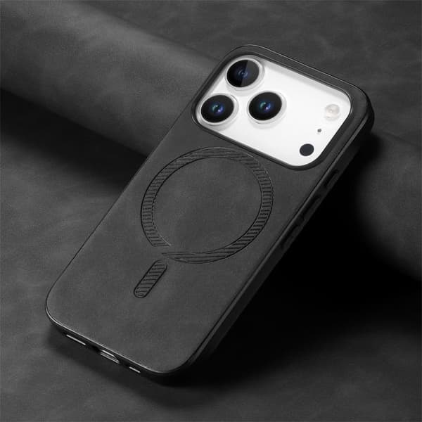 iPhone 18 Pro Max / iPhone 17 Pro Max Skal - Solid Color Retro Magsafe PU Svart