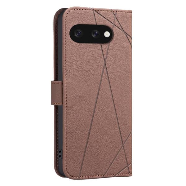 för Pixel 9a Geometrisk Mönster RFID Läderfodral Brun