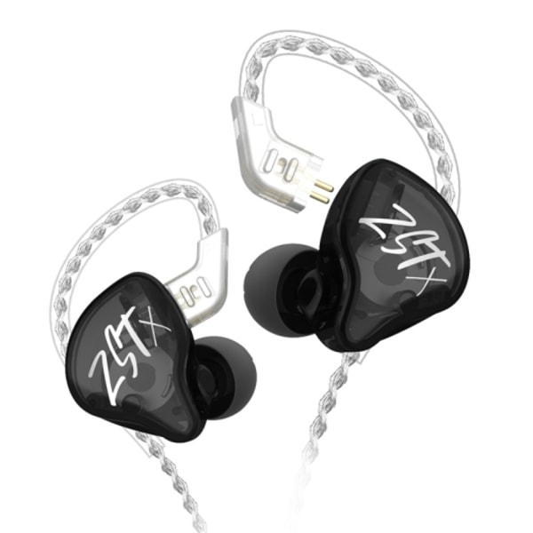 KZ-ZST X 1,25 m Ring Iron Hybrid Driver In-Ear brusreducerande hörlurar, stil: Utan mikrofon Svart