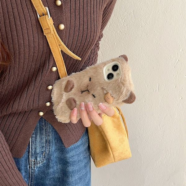 iPhone 16 Pro Max 3D Capybara Plush Skal - Full Coverage Skydd för Din Telefon