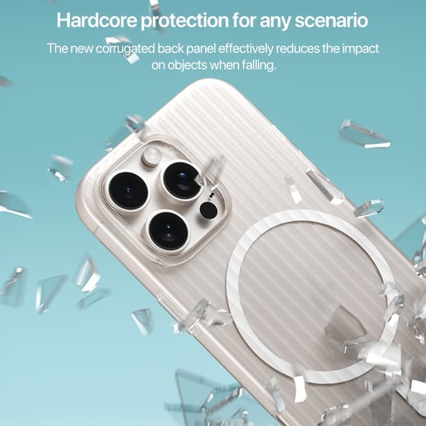 iPhone 16 Pro Skal PC med Korrugerad MagSafe Design Vit