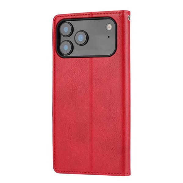 iPhone 18 Pro Max / iPhone 17 Pro Max Skal läderfodral med knådad yta Röd
