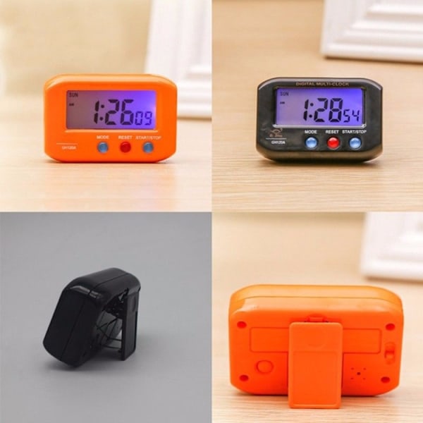 Bärbar fickstorlek digital elektronisk resealarmklocka Bilar Elektronisk Luminous Stoppur LCD-klocka (Gul)