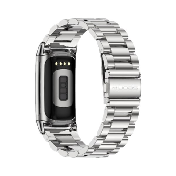 För Fitbit Charge5 Mijobs watch i metall i rostfritt stål Silver