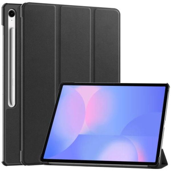 Samsung Galaxy Tab S10 FE+ Skal Custer Pure Color 3-Faldig Smart Läderfodral Svart