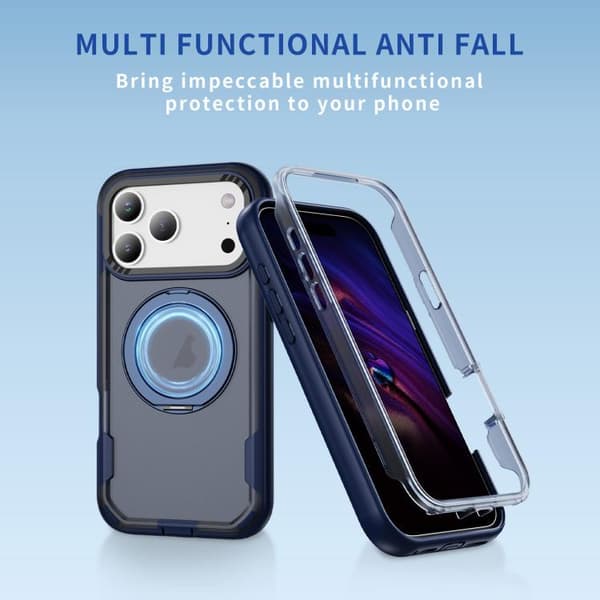 iPhone 18 Pro Max / iPhone 17 Pro Max Skal Defend Rugged Gear Holder MagSafe Blå + Transparent Blå