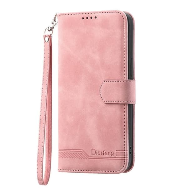 iPhone 18 Pro Max / iPhone 17 Pro Max Skal läderfodral Dierfeng Dream Line TPU Hybrid Rosa