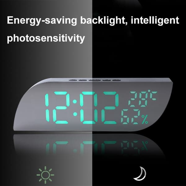 LED Digital Display Klocka Multifunktionell Tyst Temperatur/Hygrometer Väckarklocka(Vit)