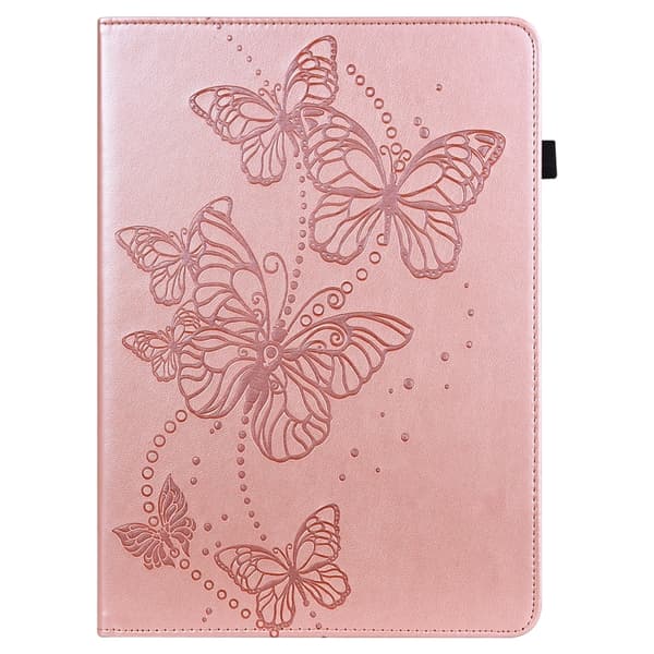 Samsung Galaxy Tab S8 Prägad Fjärilsdesign Läderfodral Rosa