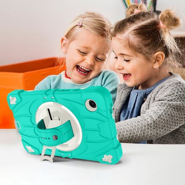 Samsung Galaxy Tab A9 / A11 Bat Hand Grip Ställ Mintgrön Vit