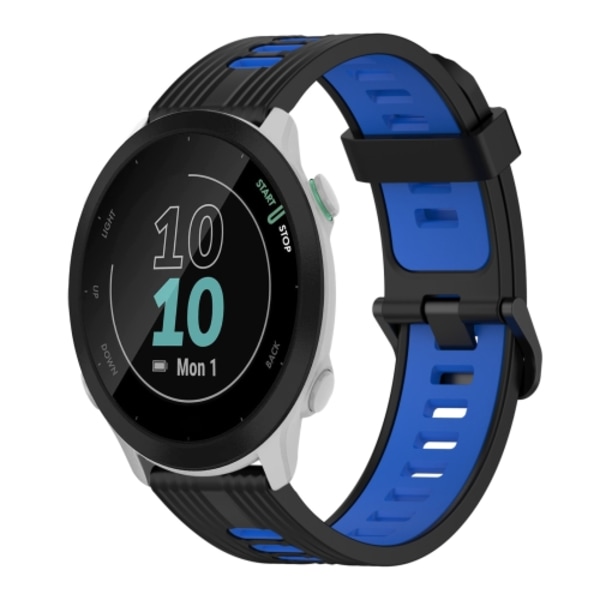 För Garmin Forerunner 158 20 mm vertikalt mönster tvåfärgat silikon watch Black-Blue