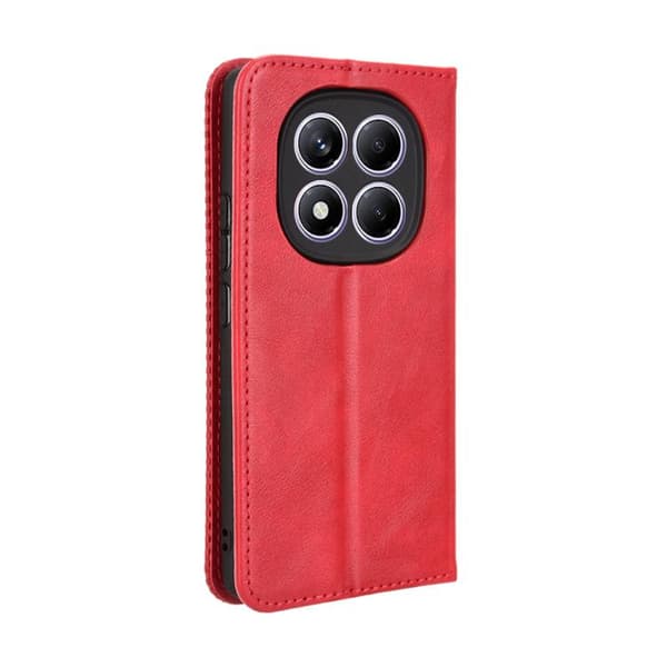 Redmi Note 14 Pro 4G - Magnetisk Spänne Retro Textur Läder fodral Röd