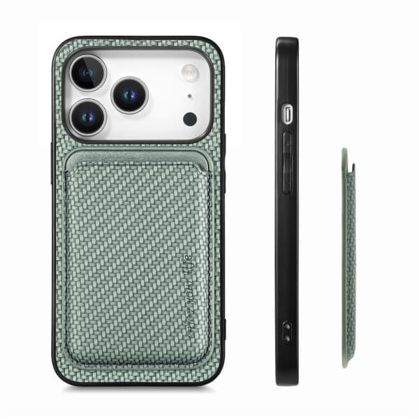 iPhone 18 Pro Max / iPhone 17 Pro Max Skal - kolfiberläder med MagSafe Grön