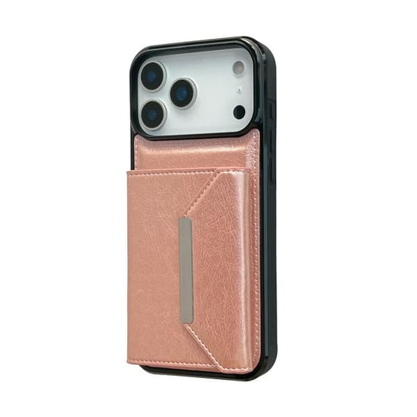 iPhone 18 Pro / iPhone 17 Pro Skal med Solid Färg och Metallspänne för Kortfack Roséguld